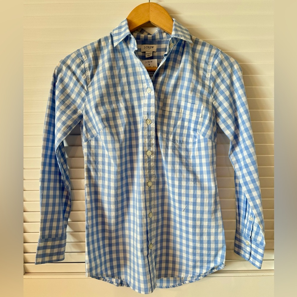 NWT JCrew Light Blue Gingham Shirt